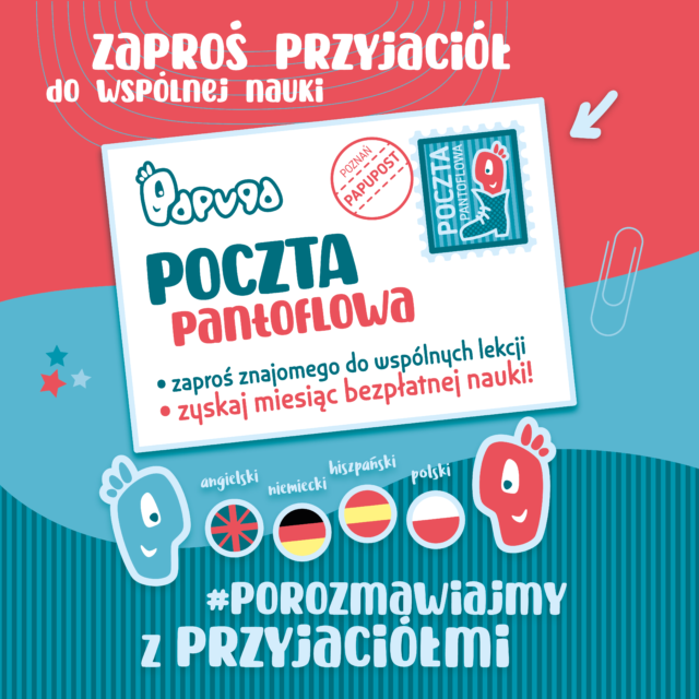 lakat informujacy o możliwosci uzyskania miesiąca nauki gratis w zamian za polecenie znajomego